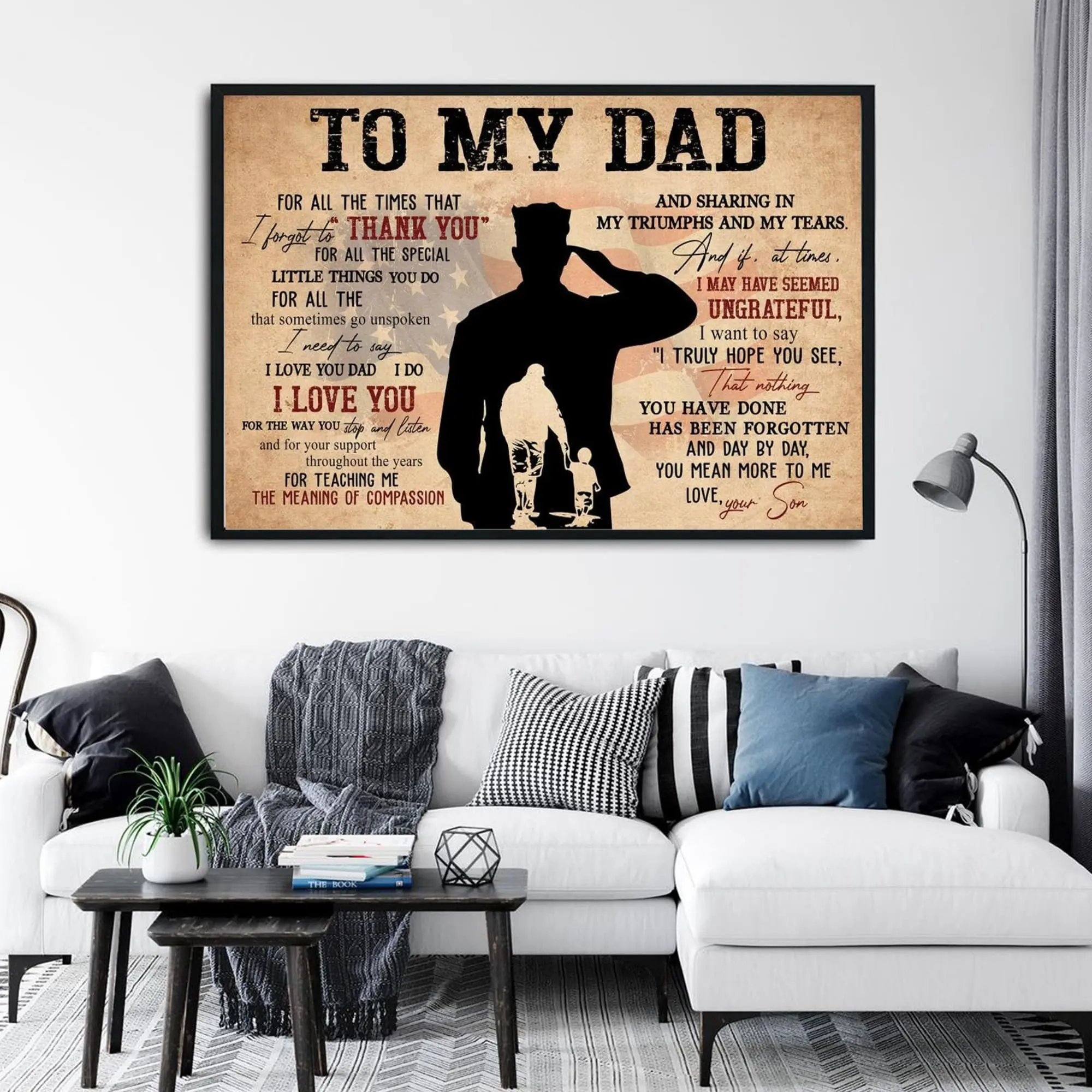 To My Dad Poster No Frame, Military Son Gift For Dad, Father's Day Gift, Army Dad Gift, Dad Gifts(Note: Frame shown for display only) Decor Unframed Art Print wall decor wall art posters,Father's Day GiftA,wall decor,wall decor for men.