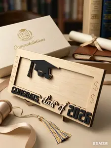 Wooden Graduation Money Holder Box 2026, Stylish Cash Gift for 2026 Graduate Party Supplies