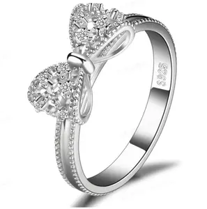 Sterling silver promise ring set with cubic zirconia, suitable as a gift for girls or couples, perfect for daily wear Valentine’s Day Gift.