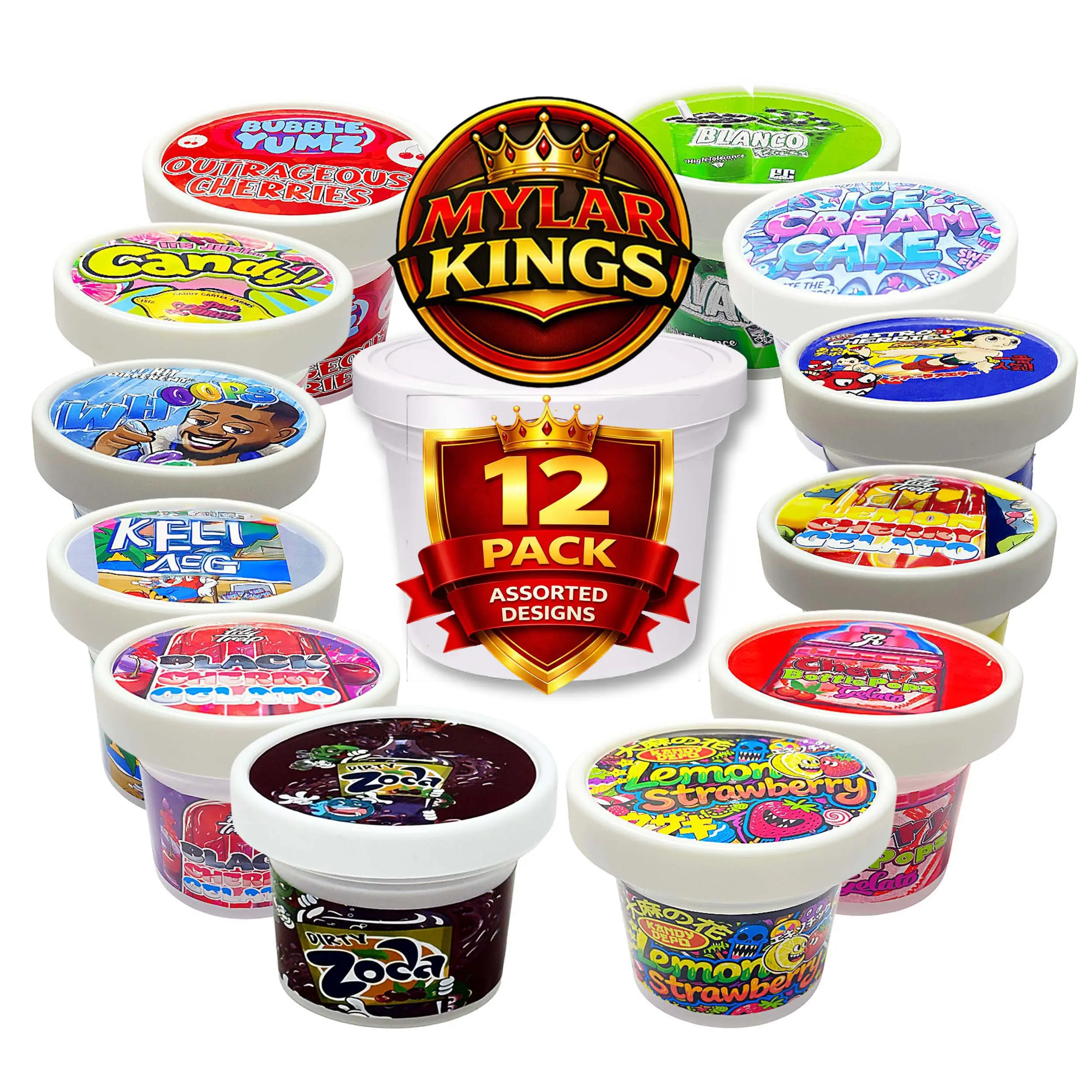 12 Pack –  Popular Ice Cream Pint Style Plastic Storage Containers - Random Designs