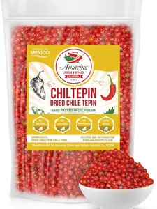 Dried Chiltepin Peppers (Chile Tepin) 2oz  Very Hot Smoky Flavor Dried Chiles for Seafood, Sauces, Stews, Salsa & Meats  Resealable Air Tight Bag  Amazing Chiles & Spices
