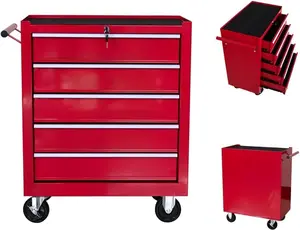 Garvee 5-Drawer Rolling Tool Chest with Lock, Mobile Tool Cabinet on Wheels, Linkable Storage with Keyed Locking System and Drawer Liners for Garage, Workshop