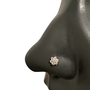 Flower Titanium Threadless Push In Top Hypoallergenic Durable Labret Flatback Compatible Nose Piercing Jewelry