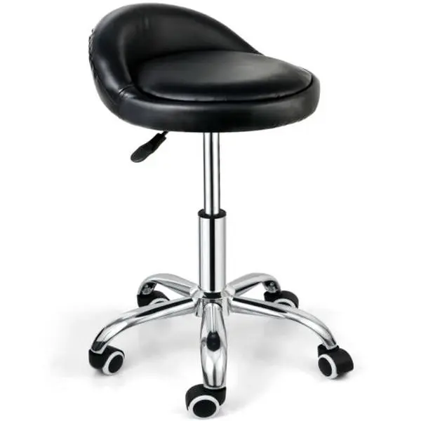 ZENSTYLE Adjustable Ergonomic PU Leather Salon Stool - Hydraulic Swivel, Backrest, Cushioned Seat, Rolling Reception Chair, Easy-Setup Barber Equipment for Tattoo, Facial Massage Use, Pu Leather Chair
