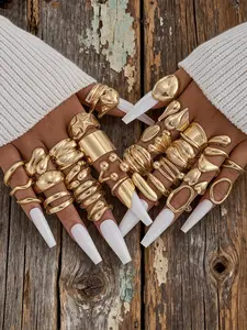 31 Piece Heart Geometric Ring Set, Exaggerated Punk Irregular Matte Rings for Women, Daily Date Party Accessories, Gift Idea