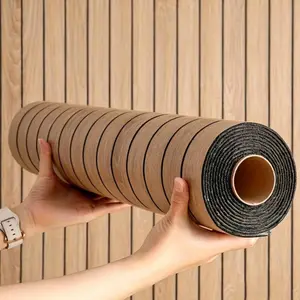 NINETAI Wood Slat Peel and Stick 3D Wall Panel -15.75"x118"(12.9Sq.ft), Removable Thick PVC Slat Contact Paper for Kitchen, Bedroom,Ceiling Wall Decoration