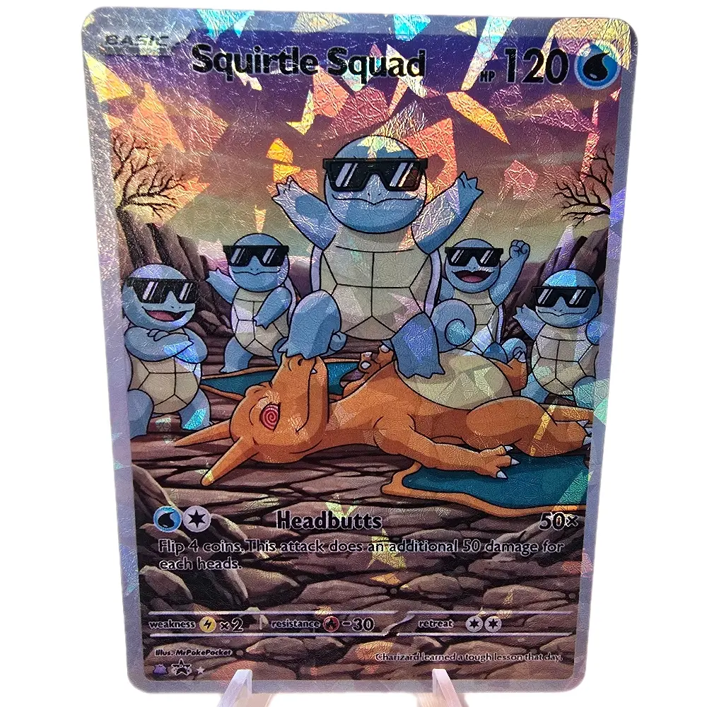 Squirtle Squad Charizard Beatdown Custom Card, Shattered Glass Holo or  Textured Shattered Glass Holo - TikTok Shop