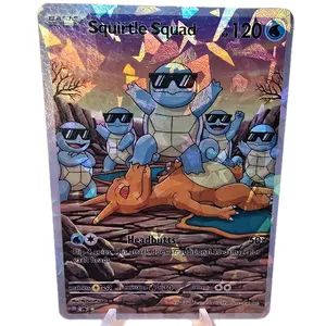 Squirtle Squad Charizard Beat Down Edge to Edge Rainbow Glass Holo NEW Rainbow Glass Toughskin Texture Version