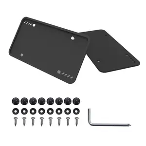 Silicone License Plate Frames, 2 Pack Black Side-Opening License Bracket Holder with Easy Installation, License Plate Frame Without Obstruction. Rustproof, Rattle Proof & Weatherproof Universal for SUV, Truck, RV (Black)