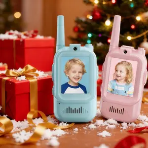 Children's walkie talkie with video, a pair of walkie talkies, rechargeable children's toy with high-definition camera and voice changer, suitable for outdoor, camping, student, gaming and indoor entertainment, Children's Day gift, Christmas gift