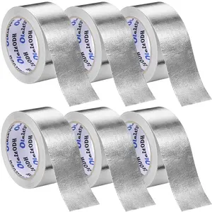 6Pack Adhesive Aluminum Foil Fiberglass Heat Shield Tape 2in x 66ft Silver Self-Adhesive Reflective Foil Tape Thick Heat Resistant Tapes for HVAC Ducts Furnace Dryer Vent Auto Engine Insulation Repair