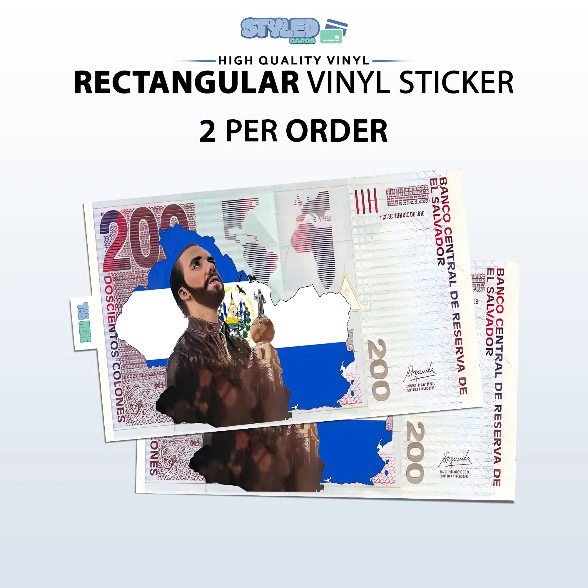 nayib bukele billete salvador flag rectangular vinyl sticker
