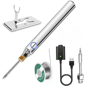 Portable Soldering Iron Newly upgraded large capacity 1100 mAh portable soldering iron Suitable for electronic repair welding, solder fixing, and circuit use(bright silver)