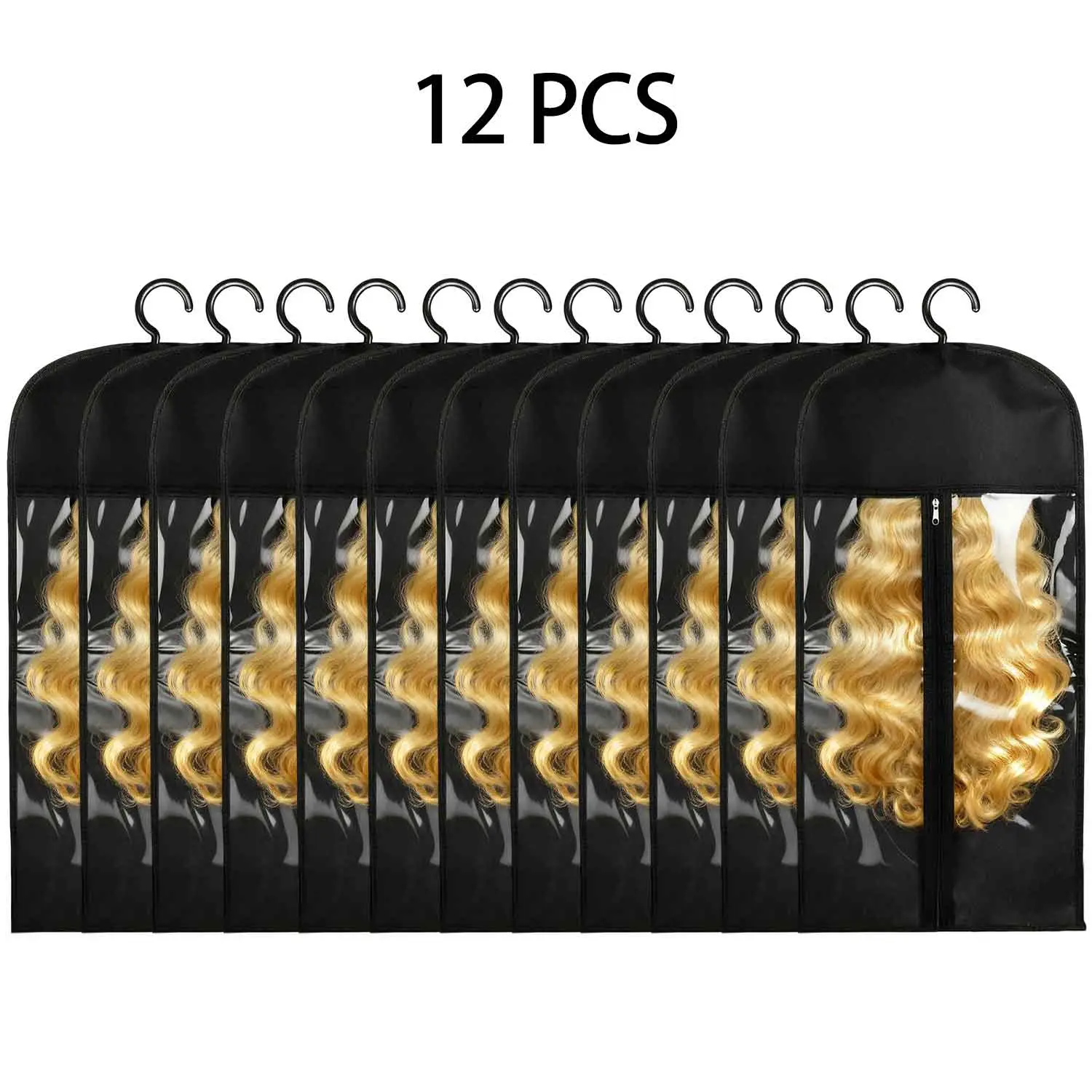 Back To Schoose 8/12Pcs Wig Storage Bag, Breathable Non-Woven Fabric Dust Cover with Hanger, Travel‑Ready Bags