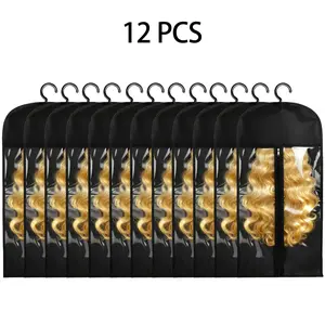 Falote Wig Storage Bags with Hangers – 4/6/8/12PCS Dustproof Wig Organizer with Hooks & Zippers, Multi-Wig Holder for Home & Travel Protection Window Durable Cover