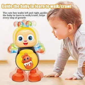 Dancing Bee Toy Cute Musical Light Up with Music LED Lights Walking Twisting Body Interactive Preschool Sensory Learning Toy for Toddlers abejita chiquitita de plim decoración dancing bee toy bee toys for babies toys baby toys kids toys