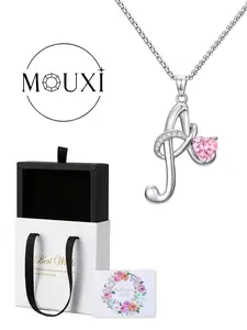 Minimalist Name Initial Pendant with Birthstone, Personalized Letter Jewelry, Initial Letter Necklace, Christmas Valentine's Day Mother's Day Gift for Women