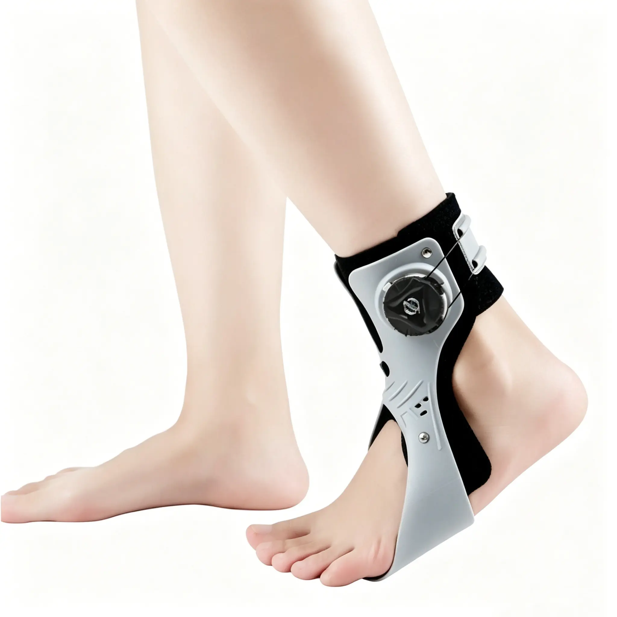 Adjustable Air Cushion Ankle Brace with Rigid Stirrup Stabilizer, Ankle Wrap for Sports Injury Rehabilitation and Healthcare