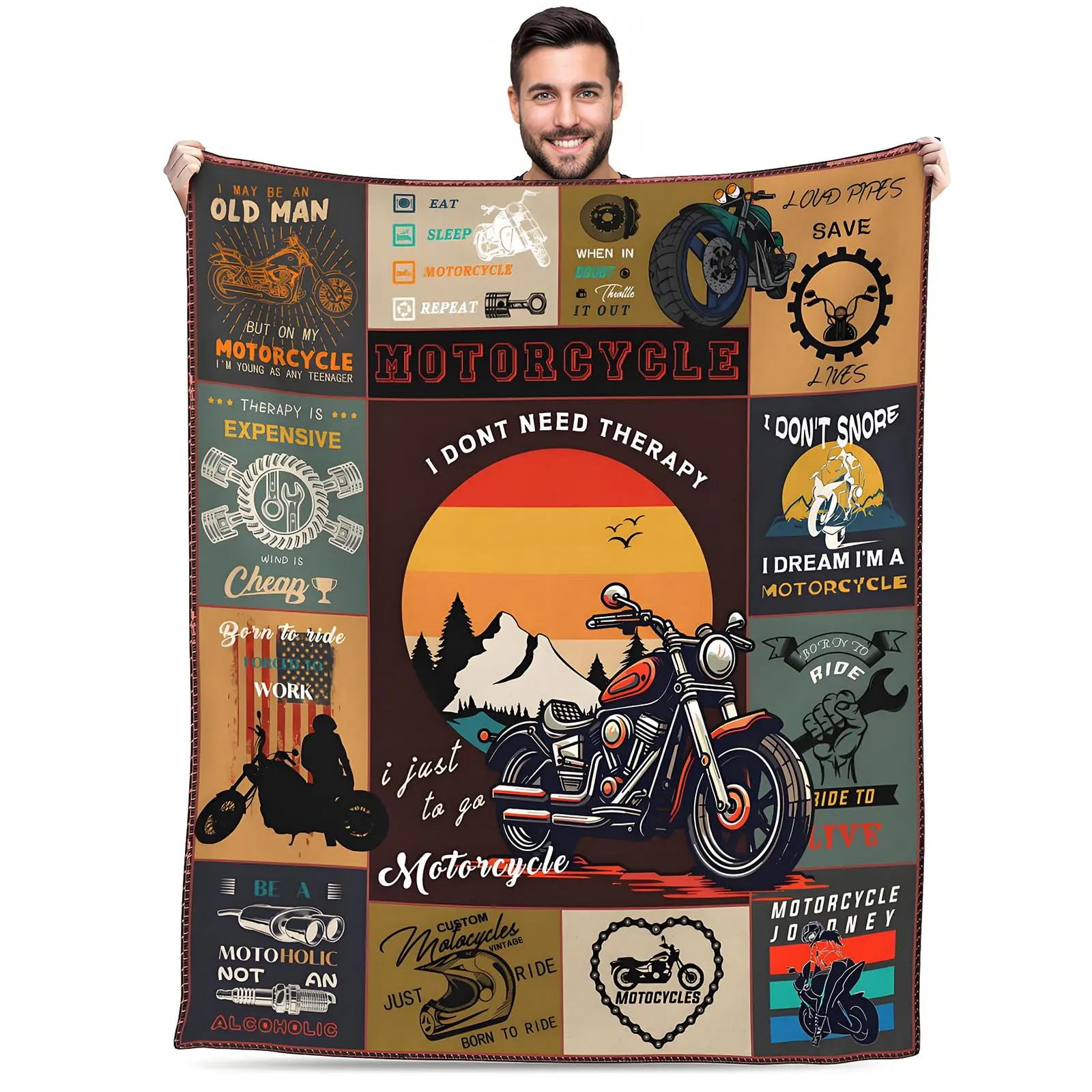 Gift for Motorcycle Enthusiasts, Moto Themed Gifts, Moto Decorations, Gifts Warm Riding Blanket 50”x40”BLANKET