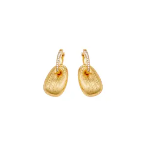24K Gold Plated Huggie Earrings with Egg Drop Pendant