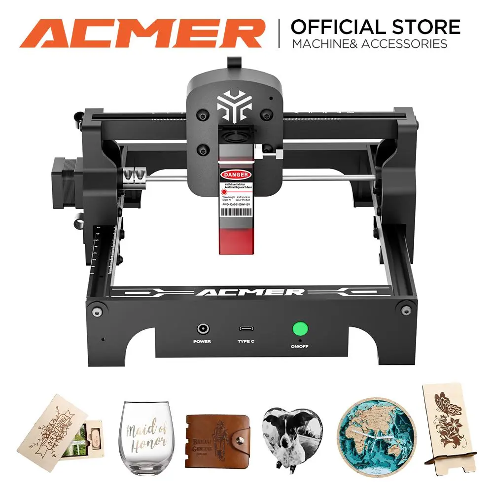 ACMER S1 Laser Engraving  Electrical power 42W Mini Machine 445±5nm Blue Light Laser Engraving Cutting for engraving acrylic