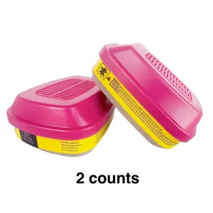 Gas Mask Filter, 2 Counts Organic Steam & Acid Gas Filter, Filter for 6000, 7000, FF-400 Series Mask, Effective Filter for Paint, Formaldehyde, Chemicals, Dust