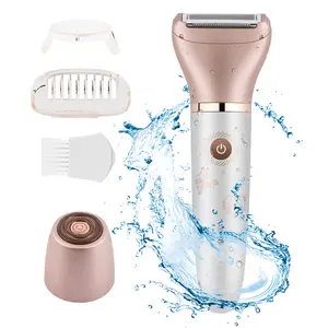 Electric Razor for Women, 2-in-1 Shaver for Women Bikini Legs Armpit Face Wet & Dry Painless Rechargeable Bikini Trimmer 2 Changeable Trimmer Heads (Rose Gold)