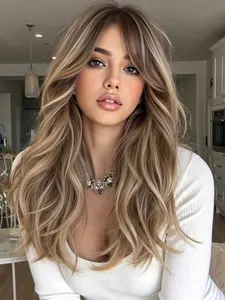 22 Inch Ombre Long Curly Synthetic Hair Wig, Heat Resistant Fiber, Daily & Party Use, Suitable for All Occasions