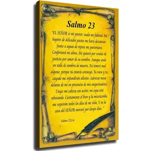 Salmo 23 Spanish Bible Verse Spanish Psalm 23 Art Poster HD Canvas Printing Wall Art Decor Aesthetics For Living Room Bedroom kitchen bar Background Decor (08x12inch-Unframed)
