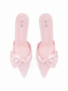 Cider POINTED TOE BOWKNOT DECOR HEELS