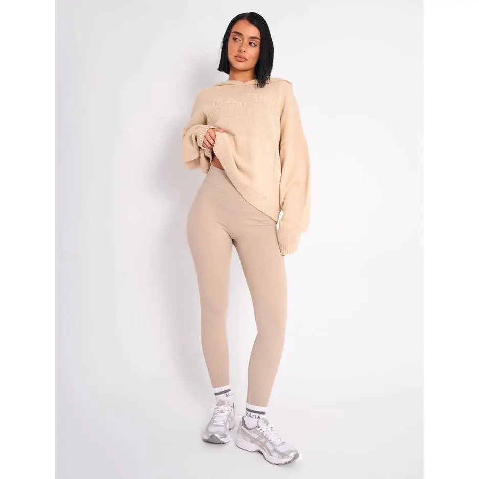Kaiia Premium Ribbed Legging Stone