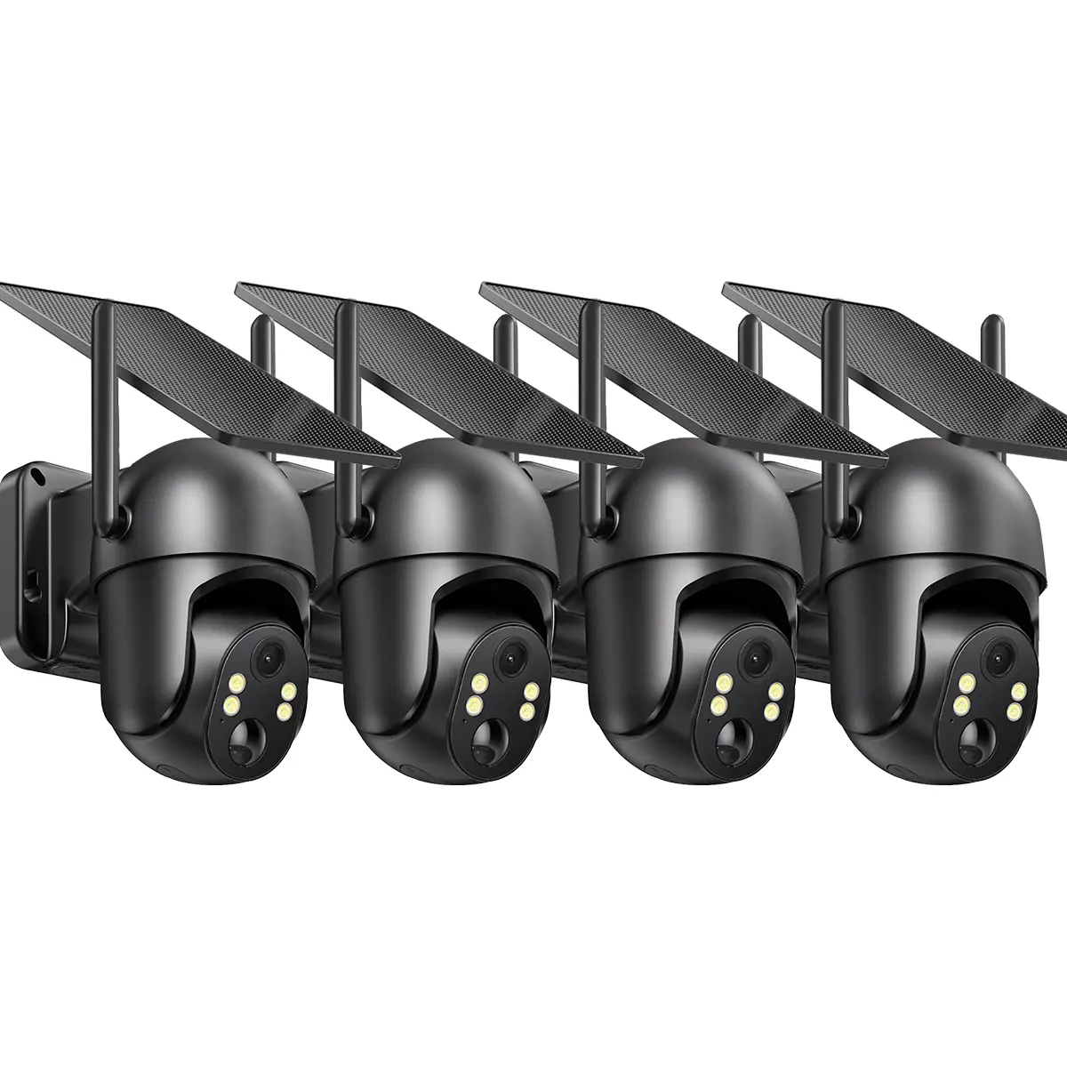 [4-Cam-Kit] 4G LTE Solar Security Cameras Outdoor Wireless - No WiFi Needed, 2.7K Color Night Vision, 360° Live View, PIR Motion Detection, 2-Way Talk, Built-in SIM Card(Data refill is required )