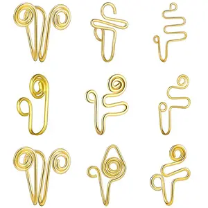 OIDEA Faux Septum Nose Ring Set 16G 20G 316L Surgical Steel U-Shape Non-Piercing Adjustable Clip-On Body Jewelry 12PCS Gold