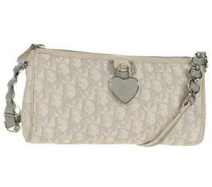 Pre-owned Dior canvas Shoulder Bags Monogram Romantique Heart Shoulder Bag in White 4000035679611