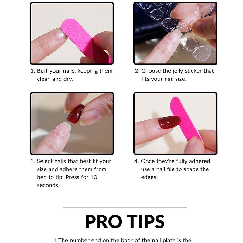 24 Piece Water Pipe Nail Art Set, Blue Gradient Rhinestone Pendant Design, Reusable Fake Nails for Women & Girls Daily Wear