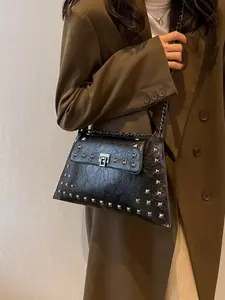 Studded Flap Chain Shoulder Bag