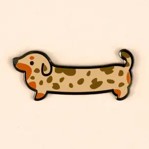Weenie Dog Enamel Pin (Short Coat Dapple Tan) - Dachshund Doxie Cute Dog Kawaii Brooch Pin