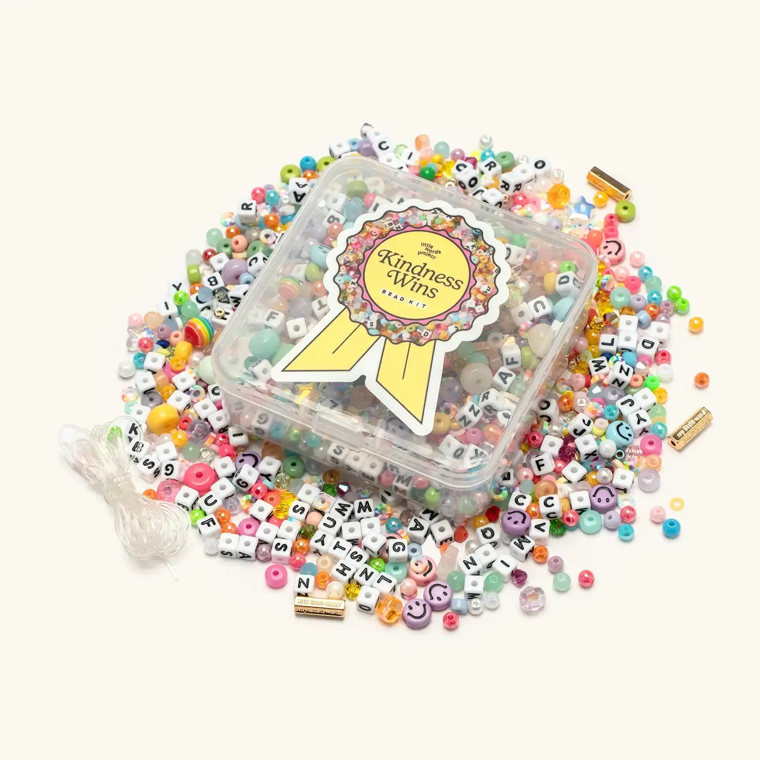 Little Words Project Kindness Wins DIY Beaded Bracelet Kit - Crystal/Acrylic Colorful Round Decorative Beads for Jewelry Making, Beading Supplies, Colorful Beads
