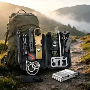 12-in-1 Survival Kit, Ultimate Emergency Gear for Hiking, Camping | Sports & Outdoor Safety Survival Equipment