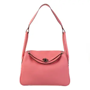 Pre-owned HERMÈS Leather Shoulder Bags Hermes Rose Azalee Lindy 26 Shoulder Bag H26020031