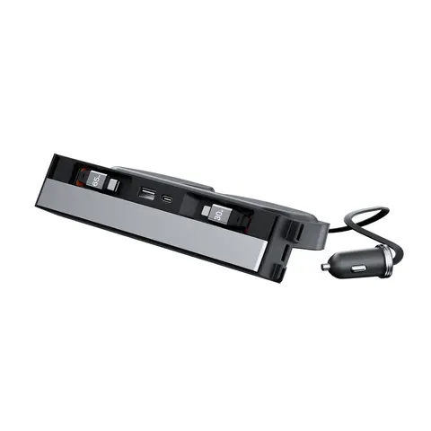 YONZEE Multi-Port Center Console USB Hub for Tesla Model Y 2021-2026 & Model 3 2021-2026, Fits Juniper & Highland, Dual Retractable Fast-Charging Cables, Hidden Dock with Dustproof Sliding Lid, Easy Installation toolupgrade