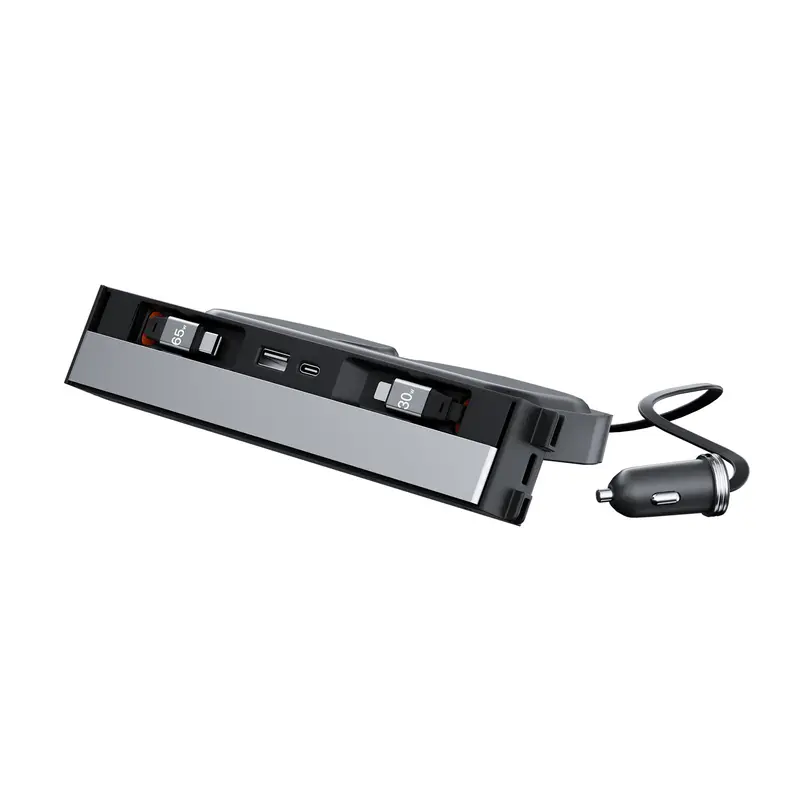 YONZEE Multi-Port Center Console USB Hub for Tesla Model Y 2021-2026 & Model 3 2021-2026, Fits Juniper & Highland, Dual Retractable Fast-Charging Cables, Hidden Dock with Dustproof Sliding Lid, Easy Installation toolupgrade