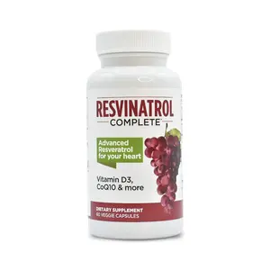 Resvinatrol Complete Capsules, 60 Count- Resveratrol Supplement Supports Healthy Aging, Heart Health, and Immune Function with Quercetin, Grape Seed Extract, Vitamin D3 and CoQ10