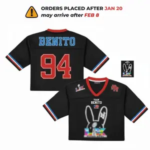 2 Sides Benito Crop Top Mesh Football Jersey, Puerto Rico Flag Crop Top Football Jersey Shirt, Gift for Unisex