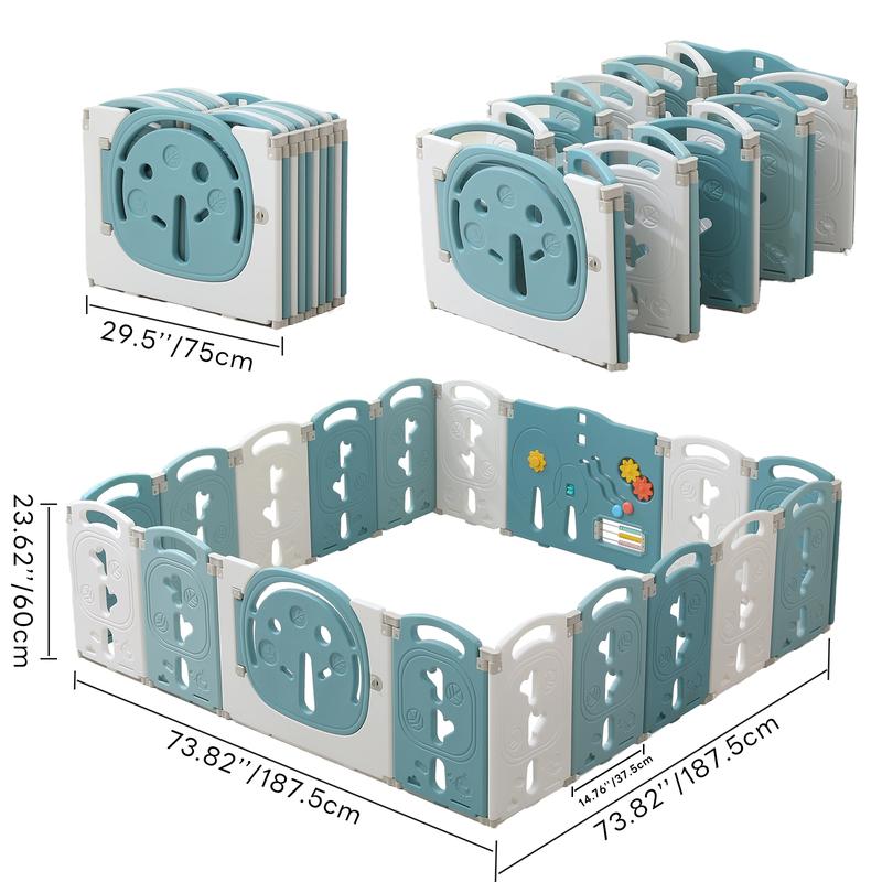 Baby Playpen,Foldable Playpen for Babies and Toddlers,Kids Activity Centre Safety Play Yard,Safety Gates for Indoor&Outdoor,Toddler Fence Play Area,Portable, Educational, 18 Panels
