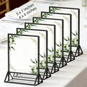 6 Piece Acrylic Sign Holder Set, Dual-Sided Desktop Frame, Wedding Table Numbers, Restaurant Menu, Christmas Photos, Easy Installation