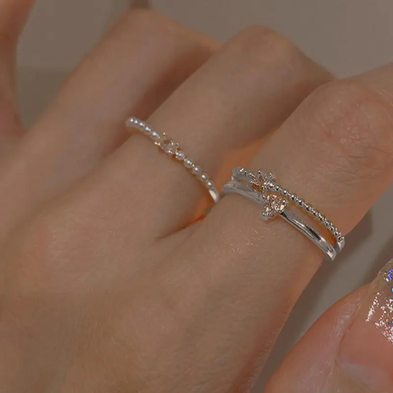 3pcs/set Women's Elegant Fashion Rhinestone & Faux Pearls Ring, Stackable Rings, Dainty Stacking Rings, Elegant Everyday Ring, Fashion Accessories for Party, Daily Clothing Decor for Girl, Stackable Finger Rings, Daily Party Jewelry