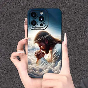 Religious Man in Prayer Design Phone Case, TPU Material, Anti-Scratch Matte Finish with Camera Lens Protection, Compatible with iPhone Models 15/14/13/12/11/XS/XR/X/7/8/Plus/Pro/Max/Mini - Ideal Gift