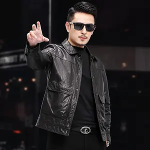 New style Haining genuine leather men's leather jacket with stand-up collar for spring and autumn, men's leather coat.2251