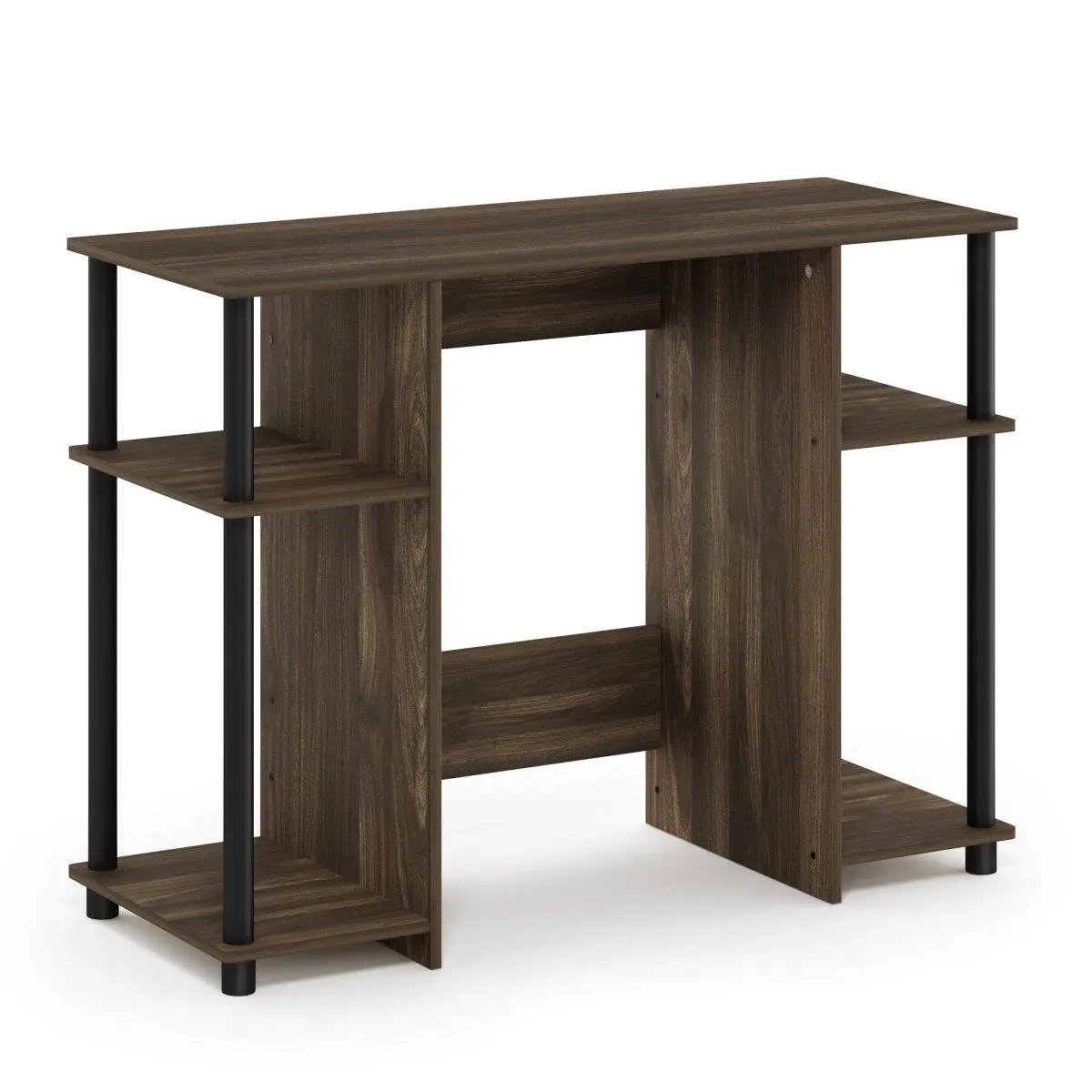 Furinno 15112 JAYA Modern Corner Desk - Compact Composite Wood Space-Saving Office Furniture with Bookshelf Rack, Walnut & Black Finish